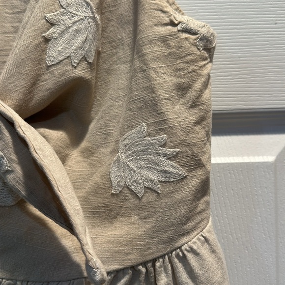 Puro Lino Linen Embroidered Knot Front Vest Top S Blouse lagenlook - Picture 4 of 7